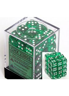 Chessex Translucent 36x12mm Dice Green with White